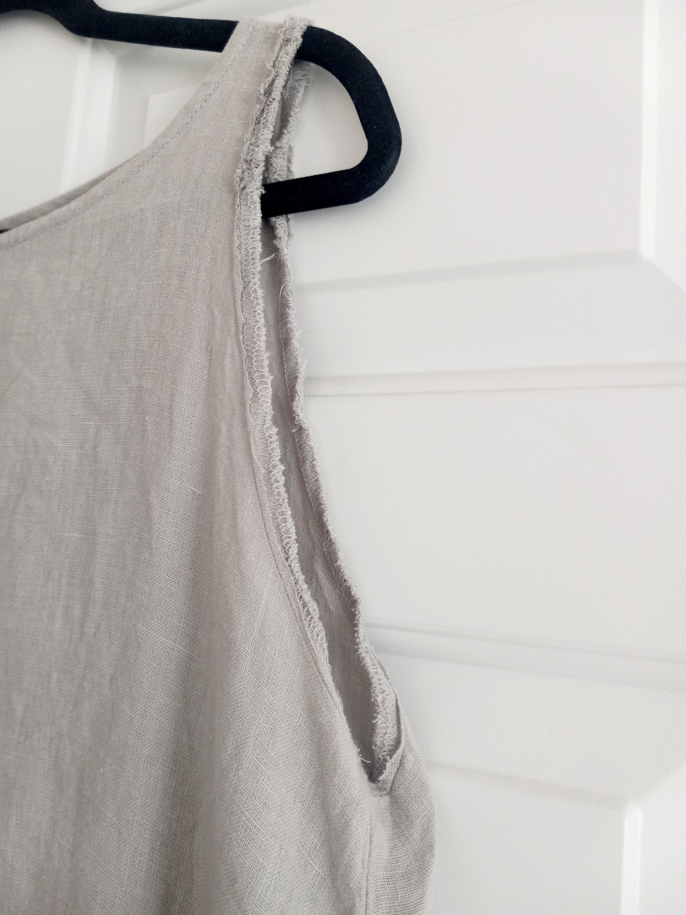 Sleeveless Ruffle-Hem Maxi Dress in Light Gray...Beauriful LINEN - Picture 3 of 5